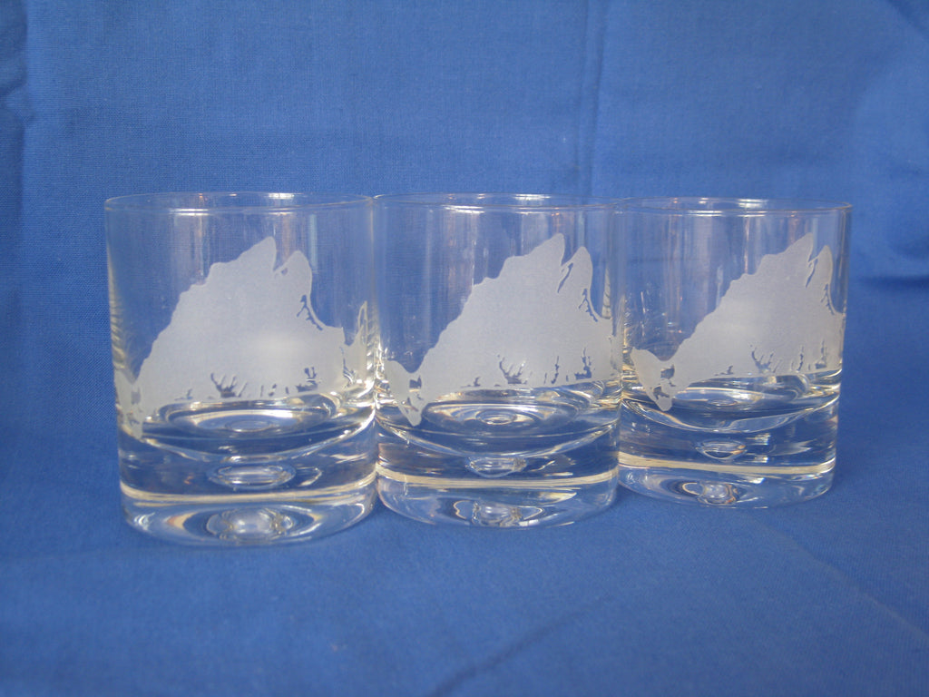 Martha's Vineyard Map Etched Stemless Wine Glass Set of 4